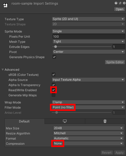 Sample Texture Import Setting